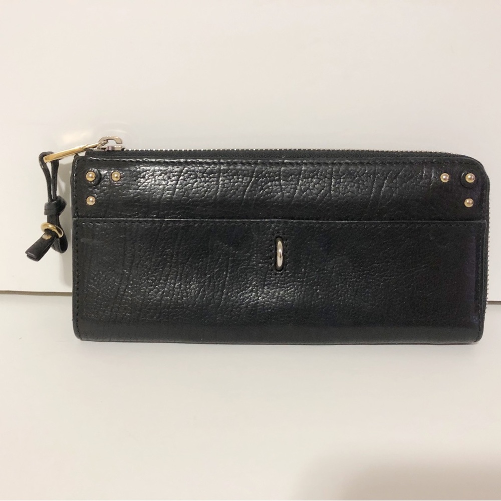 Chloe Black Leather Zip Around Long Wallet Bag Card Holder Authentic